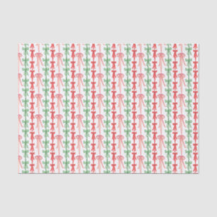Watercolor Pink, Red & Green Coquette Bows Tissue Paper