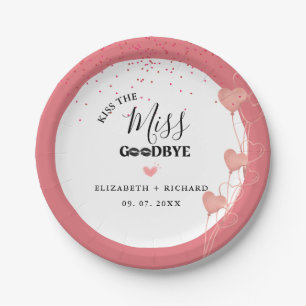 Watercolor pink & red Heart Sweet Thank You Party  Paper Plate