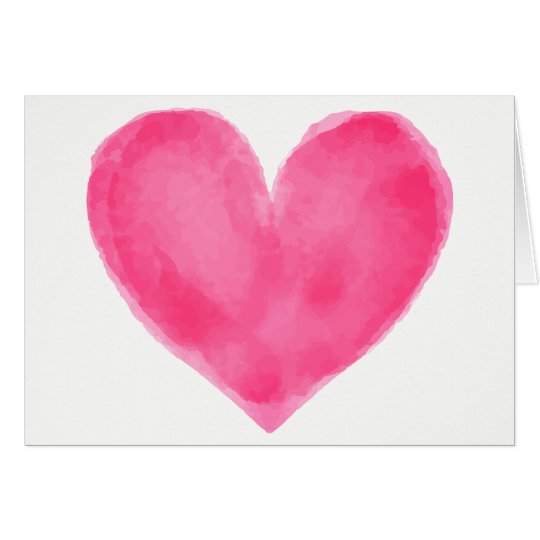 Watercolor Pink Red Heart - Wedding Love Card