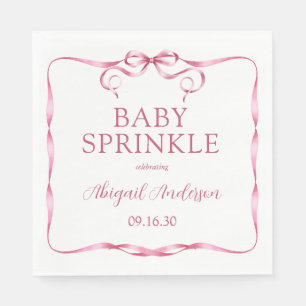 Watercolor Pink Ribbon Baby Sprinkle Napkin