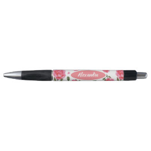 Watercolor Pink Rose Botanical Floral Pattern Pen