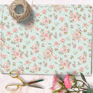 Watercolor Pink Rose Flowers Floral Pattern Tissue Paper