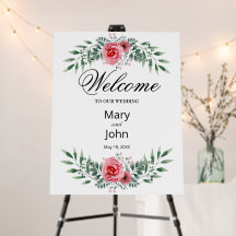 Watercolor Pink Rose Greenery Foliage Wedding