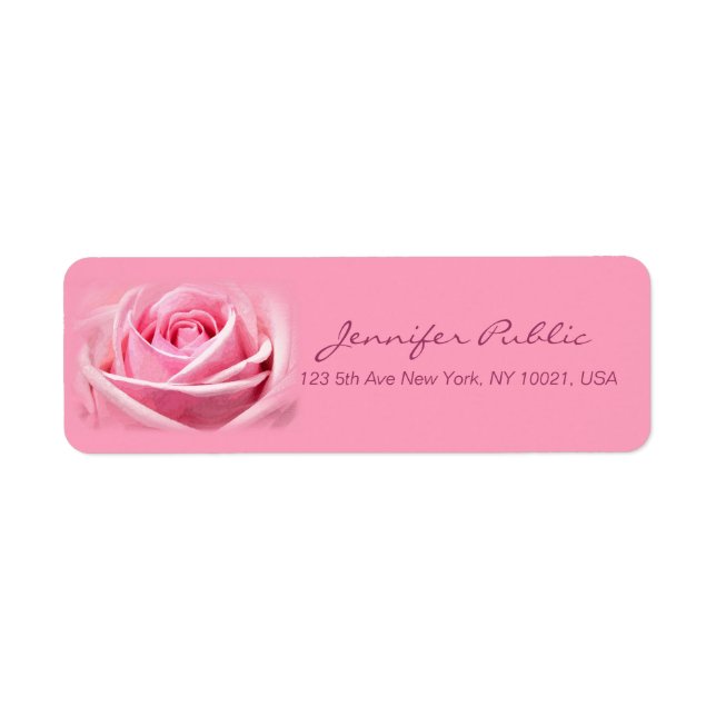 Watercolor Pink Rose Painting Template Hand Script (Front)