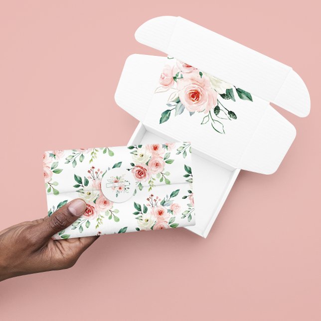 Watercolor Pink Rose Tissue Paper  (Celebrate someone special with this watercolor pink rose tissue paper! Matching collection! )