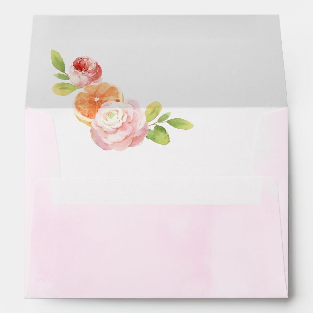Watercolor Pink Roses And Oranges  Envelope (Back (Bottom))