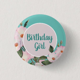 Watercolor Pink Roses Ballerina Botanical Painting 1 Inch Round Button