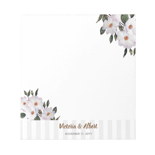 Watercolor Pink Roses Ballerina Floral Art Wedding Notepad (Front)