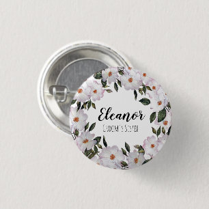 Watercolor Pink Roses Ballerina Floral Design 1 Inch Round Button