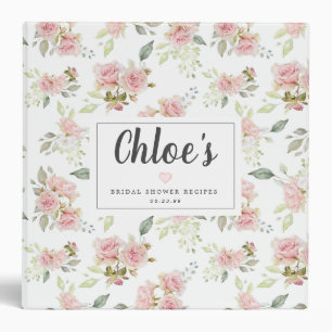 Watercolor Pink Roses Bridal Shower Binder