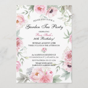 Watercolor Pink Roses Flowers Invitation