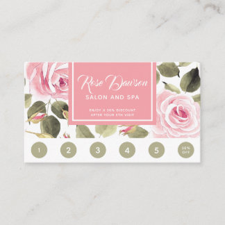 Watercolor Pink Roses Loyalty Business Card