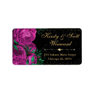 Watercolor Pink Roses Wedding Label