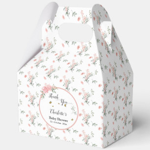 Watercolor Pink Roses with Butterflies Baby Shower Favor Box