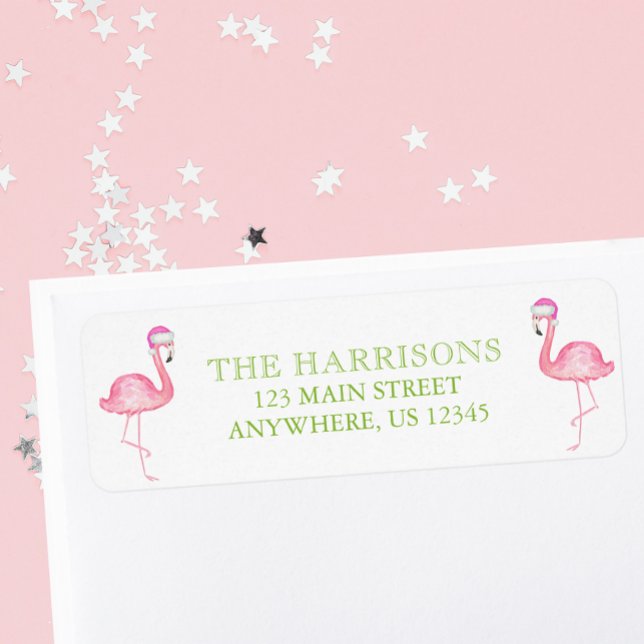 Watercolor Pink Santa Flamingo Christmas Address (Creator Uploaded)