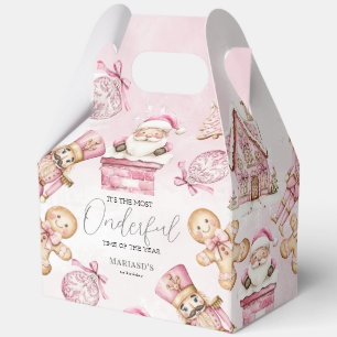 watercolor Pink snow 1st birthday Christmas  Favor Box