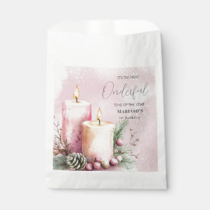 watercolor Pink snow 1st birthday Christmas Favour Bag