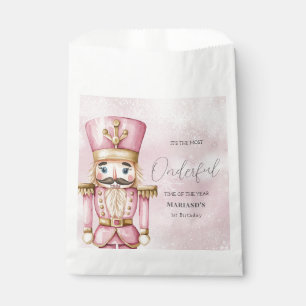 watercolor Pink snow 1st birthday Christmas Favour Bag