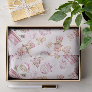 watercolor Pink snow 1st birthday Christmas Tissue Paper