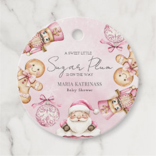 watercolor Pink snow Babyshower Christmas Favour Tags