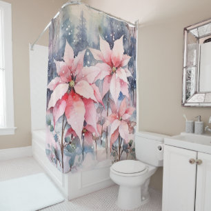 Watercolor Pink Snowy Poinsettia