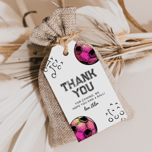 Watercolor Pink Soccer Favour Tags