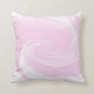 Watercolor Pink Spiral Brush Strokes Throw Pillow