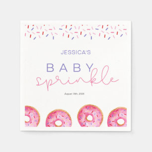 Watercolor Pink Sprinkle Doughnuts Baby Sprinkle  Napkin