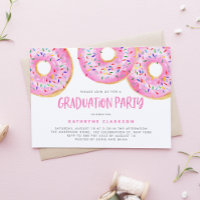 Watercolor Pink Sprinkle Doughnuts Graduation Part