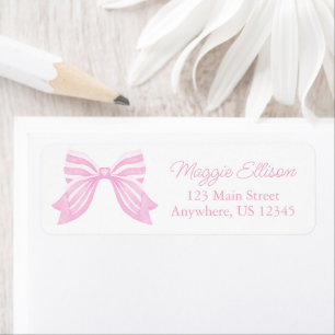 Watercolor Pink Striped Bow Return Address