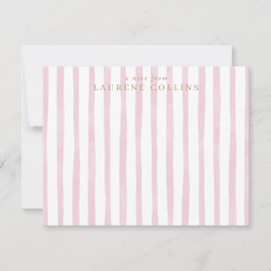 Watercolor Pink Stripes Elegant Note Card