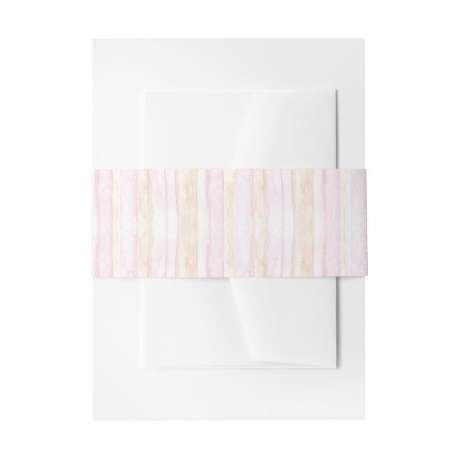 Watercolor Pink Stripes Invitation Belly Band (Front Example)