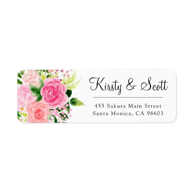Watercolor Pink Summer Flowers Wedding (Front)