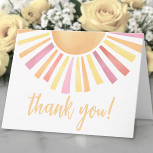 Watercolor Pink Sun Thank You Card