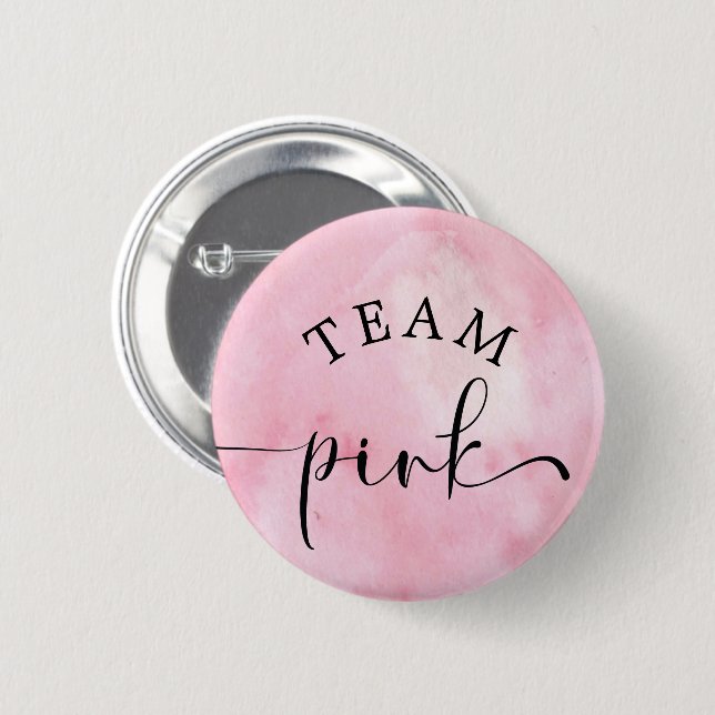 Watercolor Pink Team Pink Button (Front & Back)
