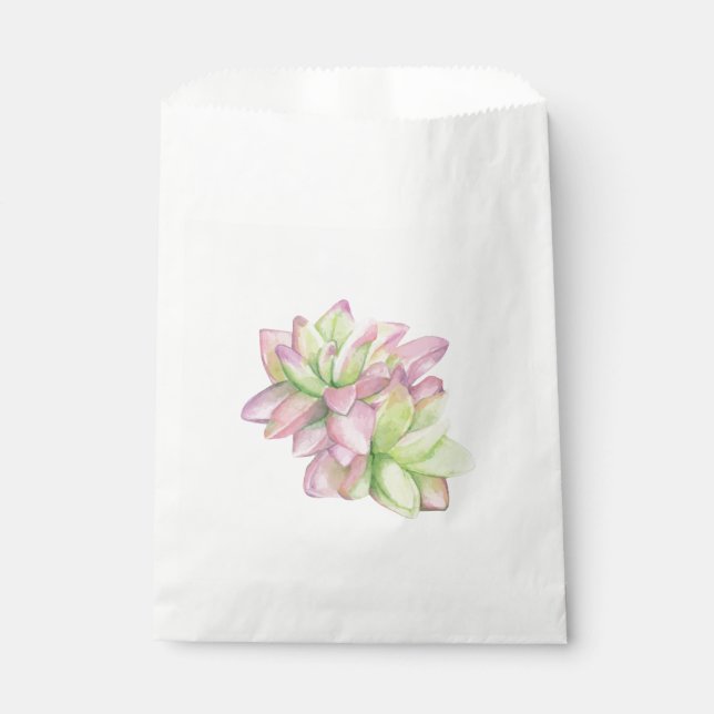 Watercolor Pink-tinged Succulent Favour Bag (Front)
