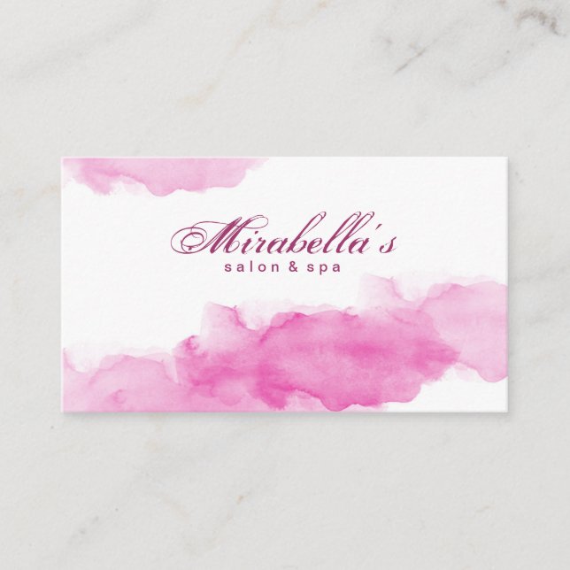 Watercolor Pink Trendy White Minimalist Business Card (Front)