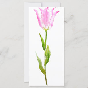 Watercolor Pink Tulip Mini Book Mark Rock Card