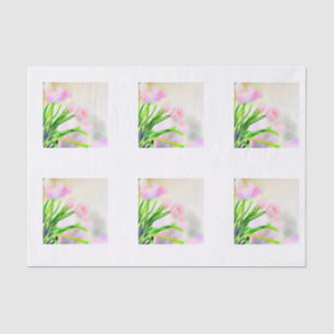 Watercolor Pink Tulip Tiles for Decoupage Tissue Paper