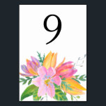 Watercolor Pink Tulip Wedding Table Number Card<br><div class="desc">Watercolor Pink Tulip Wedding Table Number Card</div>