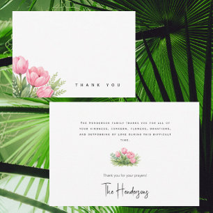 Watercolor Pink Tulips Bereavement Thank You Card