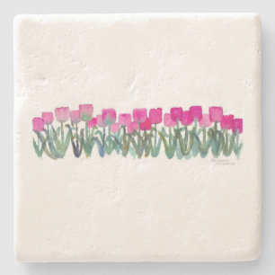 Watercolor Pink Tulips Coaster