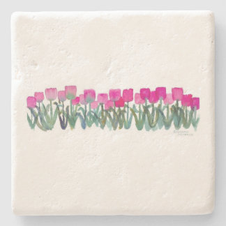 Watercolor Pink Tulips Coaster
