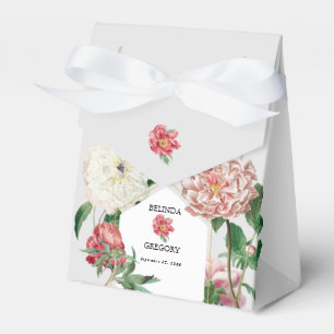 Watercolor Pink White Peonies Flowers Wedding Favor Box