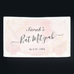 Watercolor Pink x Gold Bat Mitzvah Banner<br><div class="desc">This chic and elegant banner features a white background with blush pink brush strokes in watercolor and faux gold splatters. Personalize it for your needs. You can find more matching products at my store.</div>