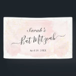 Watercolor Pink x Gold Bat Mitzvah Banner<br><div class="desc">This chic and elegant banner features a white background with blush pink brush strokes in watercolor and faux gold splatters. Personalize it for your needs. You can find more matching products at my store.</div>
