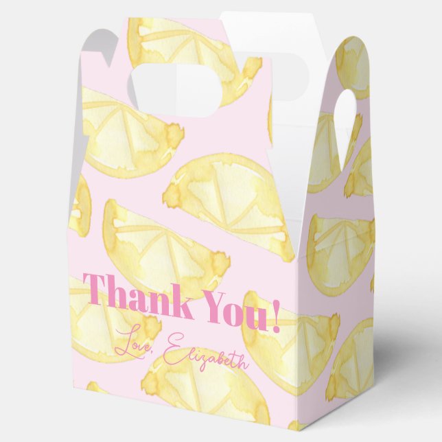 Watercolor Pink Yellow Lemons Custom Favour Box (Opened)