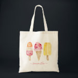 Watercolor Pink Yellow Popsicle Ice Cream Tote Bag<br><div class="desc">Watercolor Pink Yellow Popsicle Ice Cream Tropical Tote Bag</div>
