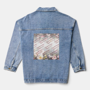 Watercolor Pink Yellow Roses,black blurred,Wedding Denim Jacket