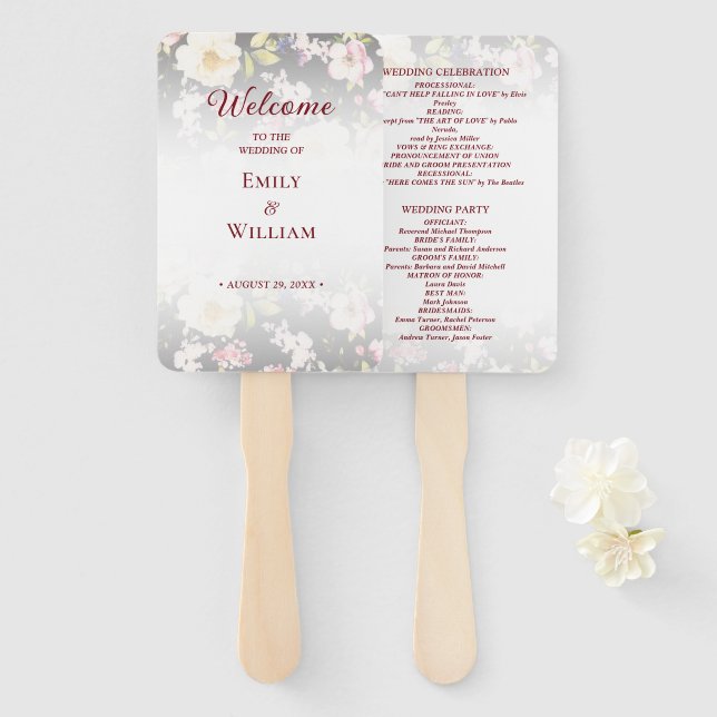 Watercolor Pink Yellow Roses,black blurred,Wedding Hand Fan (Front and Back)